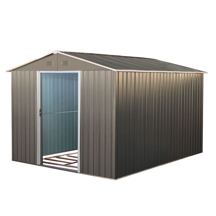 8X10Ft Outdoor Metal Storage Shed - Gray