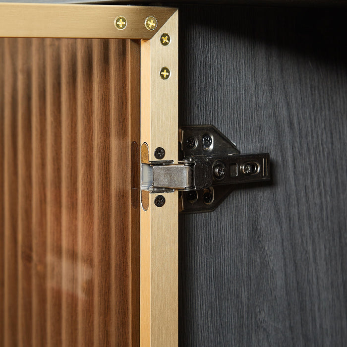 Modern 64" Wavy TV Cabinet With LED Lights - Black