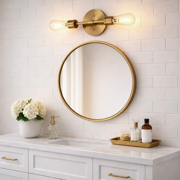 Reverie - Double Lights Bathroom Wall Sconce Over Mirror - Clear / Gold