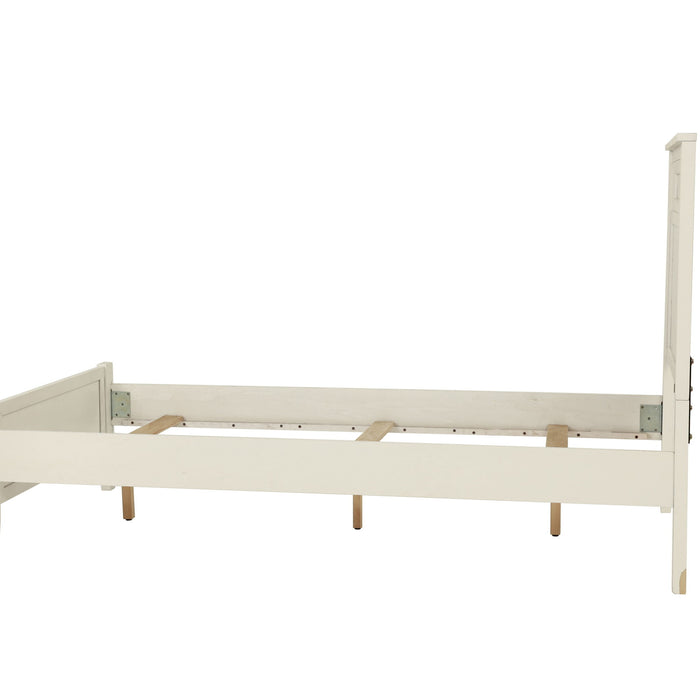 Simple Frame With Headboard And Vertical Carved Design