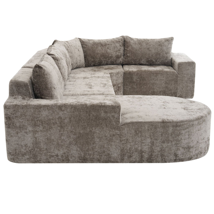 Modular Cloud Sectional Sofa Set, U-Shaped Upholstered Couch With Deep Seat