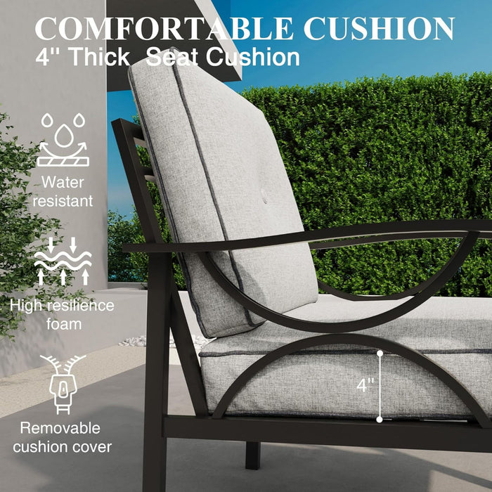 Patio Furniture Set, Coffee Table And Cushions For Backyard