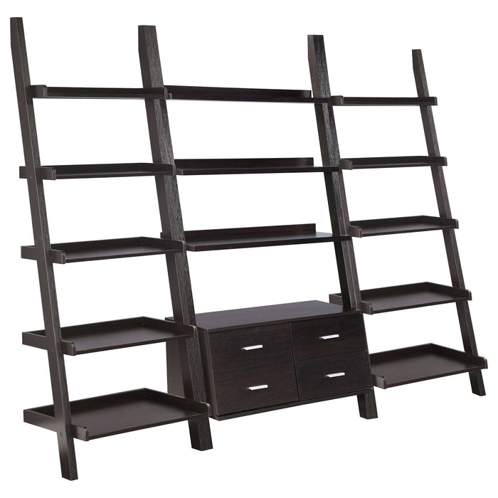Blackburn - 3 Piece Ladder Bookshelf Set With Modular Design - Cappuccino