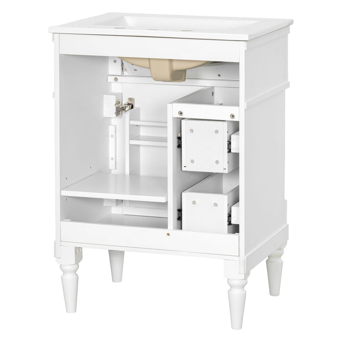 Freestanding Bathroom Vanity With Sink, Adjustable Shelf & Flip Drawer