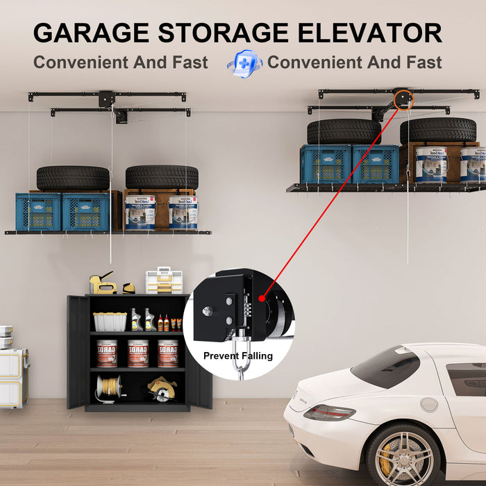 4 X 8 Ft Overhead Garage Storage Rack - Black