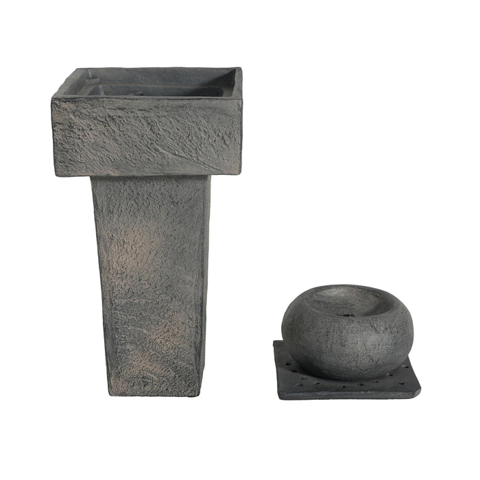 Minimalist Column Fountain With LED Lighting, Outdoor Decor For Patio, Porch And Garden - Gray