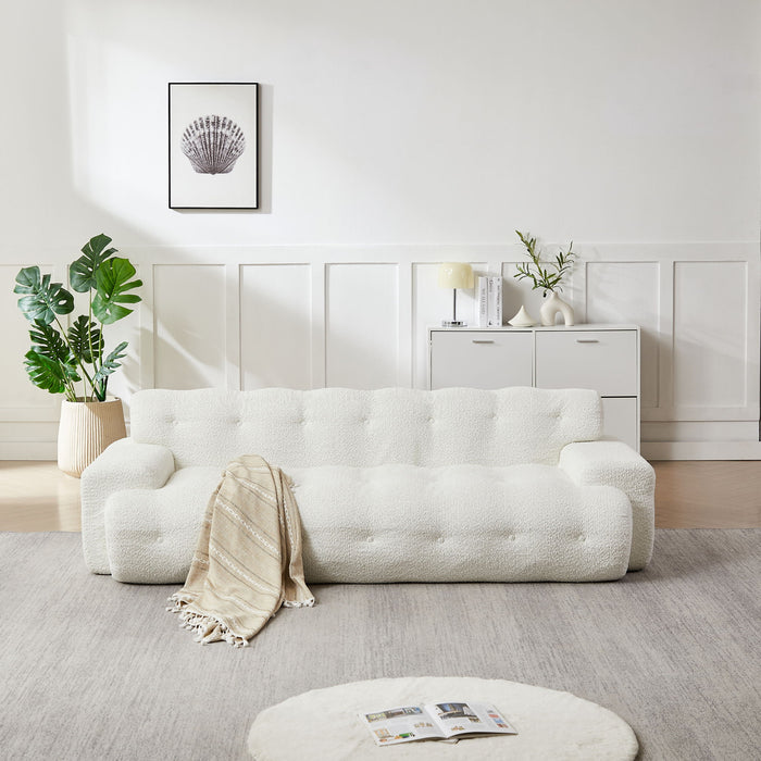Cloud Series Minimalist Button Tufted Square Arm 3 Seater Sofa