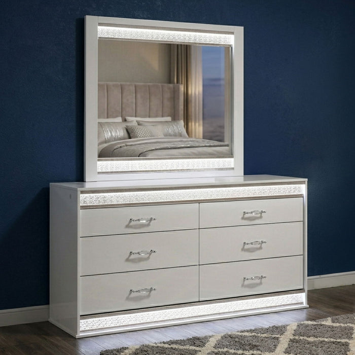 Glam - Mirror & LED Lighting (Includes Mirror Only) - White