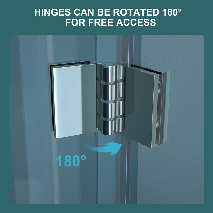 Fold Frameless Shower Door With Tempered Glass