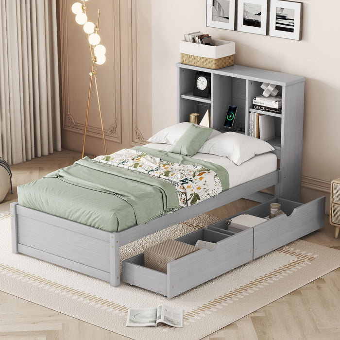Bed Frame With Built In USB Port And 2 Drawers