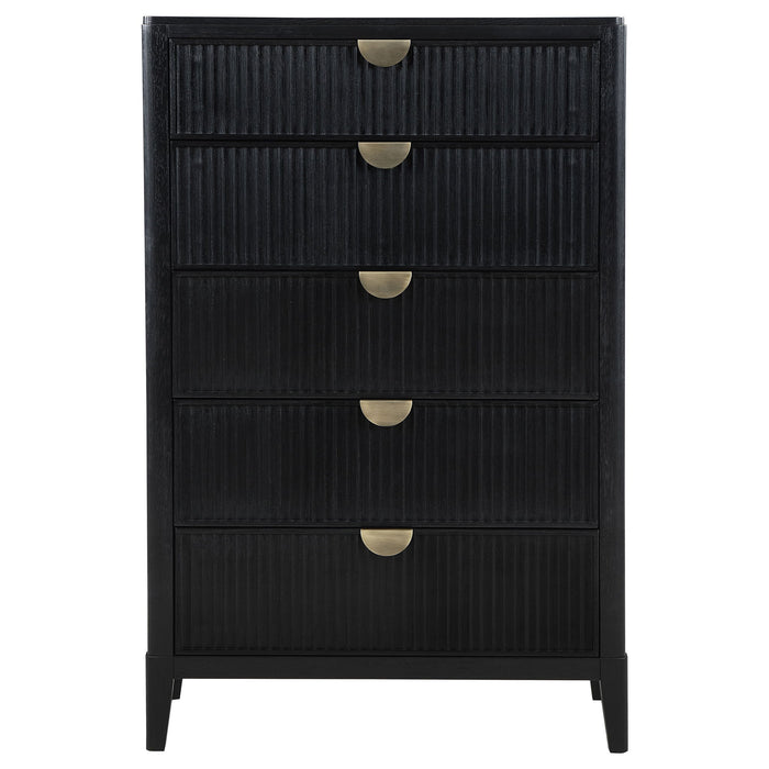 Mason - 5 Drawer Chest With Fluted Design - Black