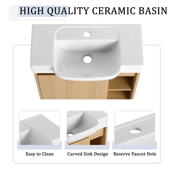 Wall Mounted Bathroom Vanity With Sink & Soft Close Door