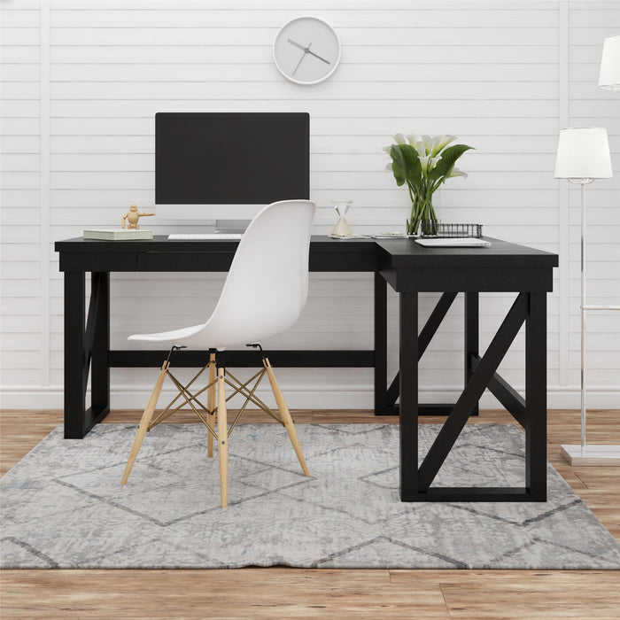 Crestwood - Lift Top L Desk - Black