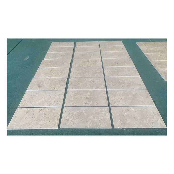 Marble Tile For Floor And Wall Honed 12 X 24" Stone (Set of 4) - Beige / Gold