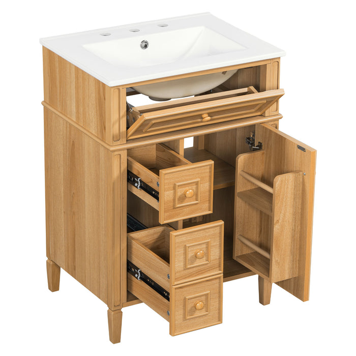 Bathroom Vanity With Sink, Cabinet With Flip Out Drawer, 2 Soft Close Drawers, 1 Soft Close Door - Wood