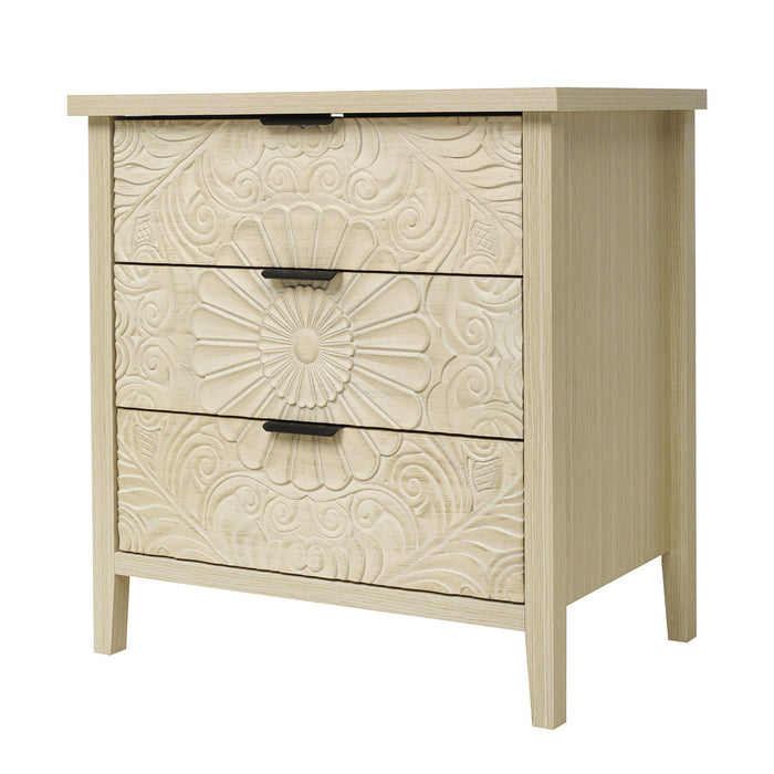 3 Drawer Cabinet, American Furniture, Suitable For Bedroom, Living Room, Study - Natural