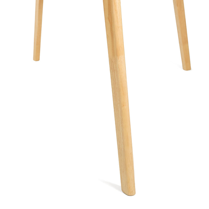 Dining Table With Splayed Rubberwood Legs & Faux Wood Tabletop, Mid Century Modern - White Oak