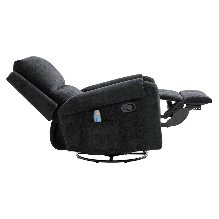 Manual Recliner Massage Chair With Swivel Rocker, 8 Massage Modes, Side Storage Pocket