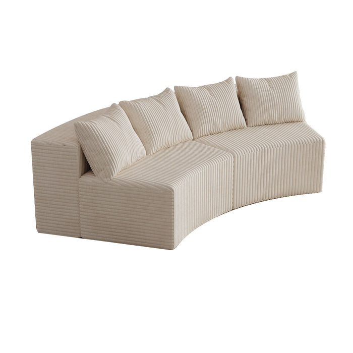 Curved Sectional Sofa With 4 Pillows, Modular Semi Circular Design