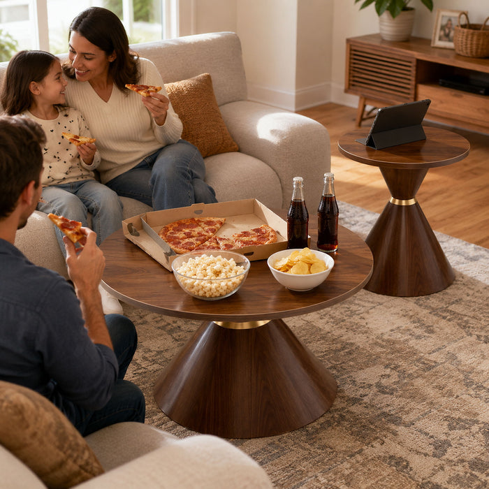 2 Piece Round Coffee Table Set For Living Room