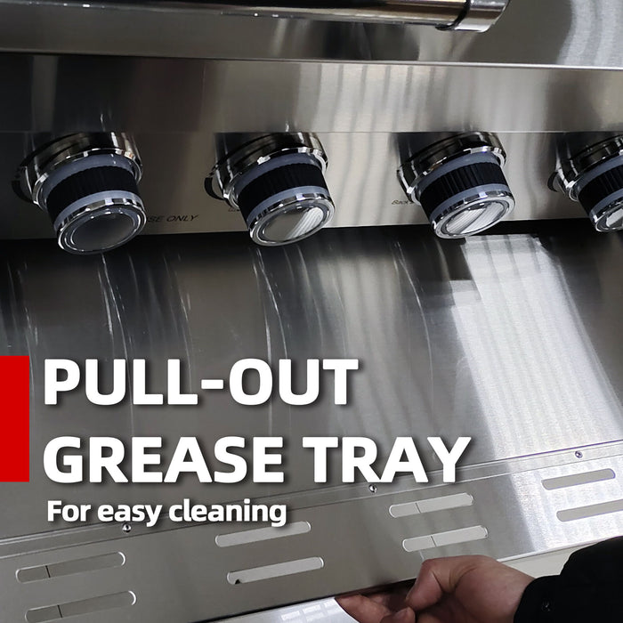 6 Burner 85, 000 Btu Deluxe Gas Outdoor Kitchen Island Grill With Wine Cooler Refrigerator, Rotisserie, Storage Cabinets & Drawers - Silver