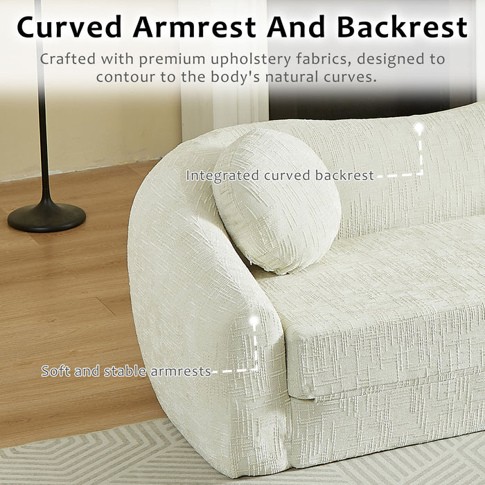 Curved Convertible Sofa, 2 In 1 Frameless Folding Sofa Bed With Pull Out Base And Deep Seat