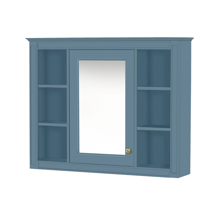 Wall Mounted Medicine Cabinet With Mirror, Storage Cabinet Featuring 6 Open Shelves And Adjustable Interior
