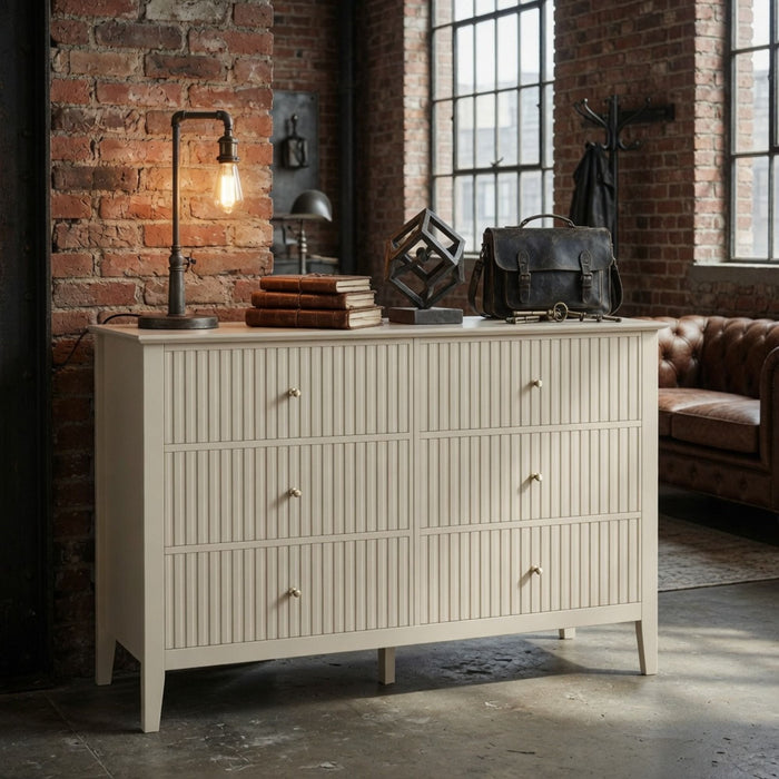Modern 6 Drawer Fluted Dresser