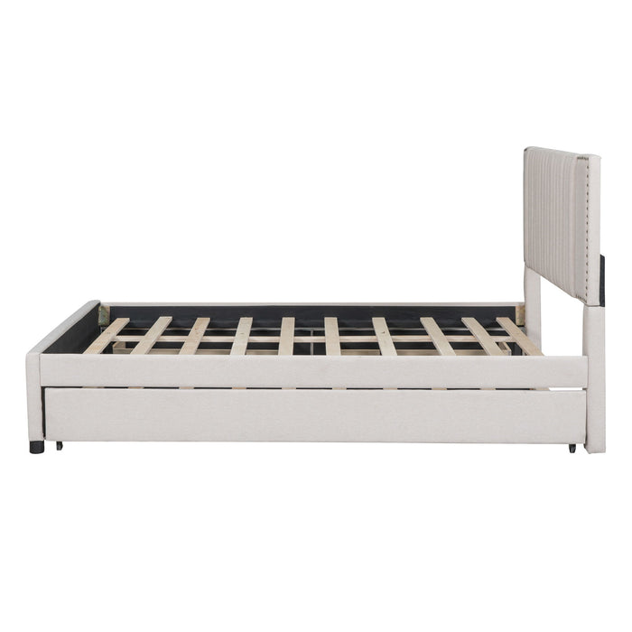 Upholstered Platform Bed With Drawers, Classic Headboard Design