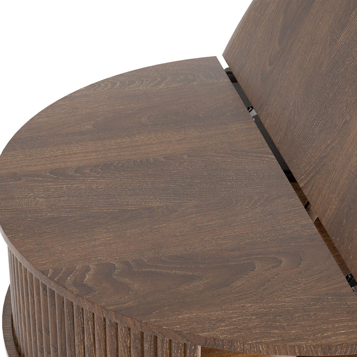 Flip-Top Round Coffee Table With Storage - Brown