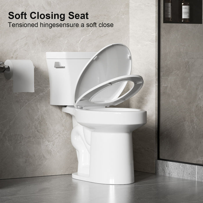 Gloss 2 Piece Toilet With 1.28 Gpf Tornado Flush, Rimless Bowl, Soft Closing Seat - Gloss White