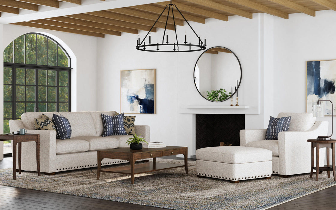 Milo - Fabric Cocktail Ottoman With Nailhead Trim