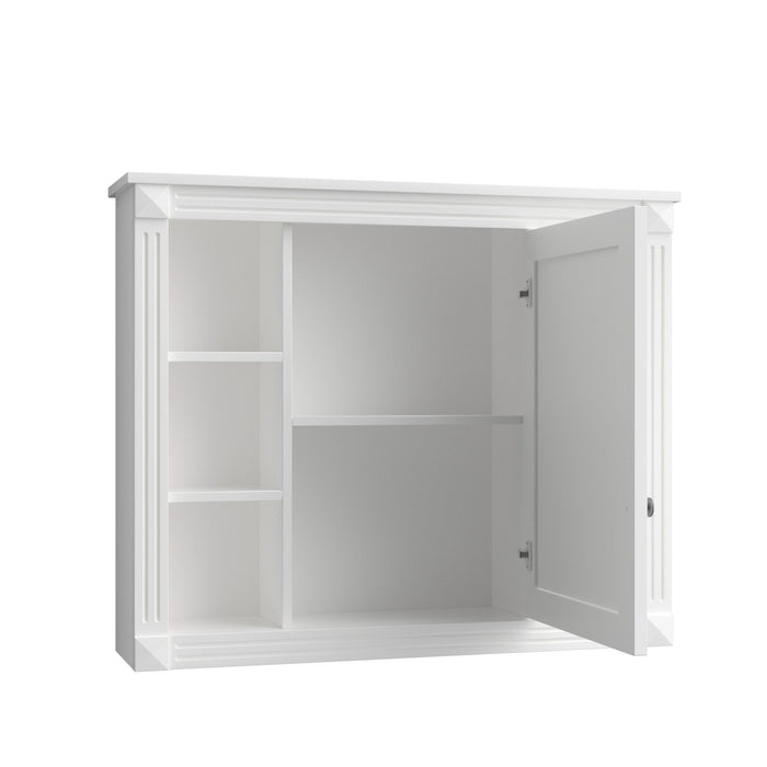 Wall Mounted Bathroom Storage Cabinet With Mirror, Cabinet With 6 Open Shelves And Adjustable Interior