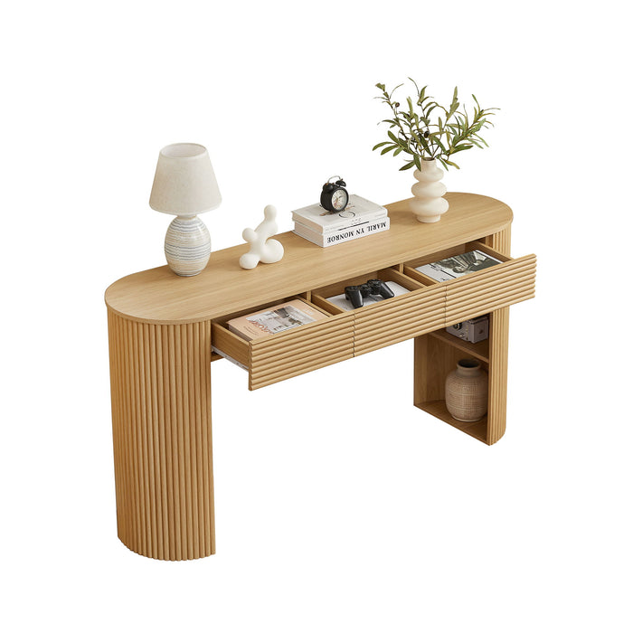 Retro Console Table With Storage, 3 Drawers