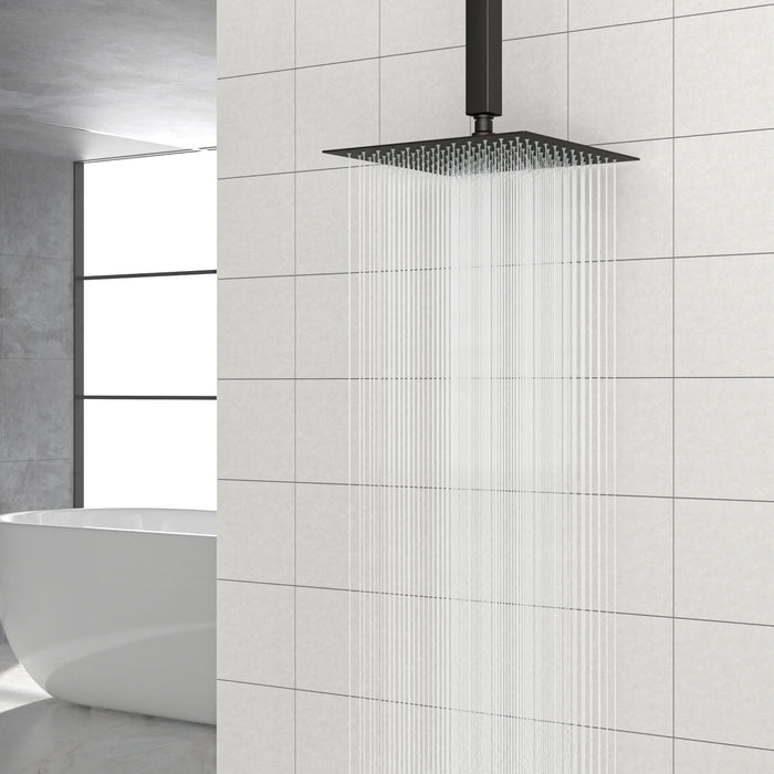 Modern 10" Square Rainfall Shower Head & Stainless Steel Wall Or Ceiling Mount Luxury Spa Shower Panel