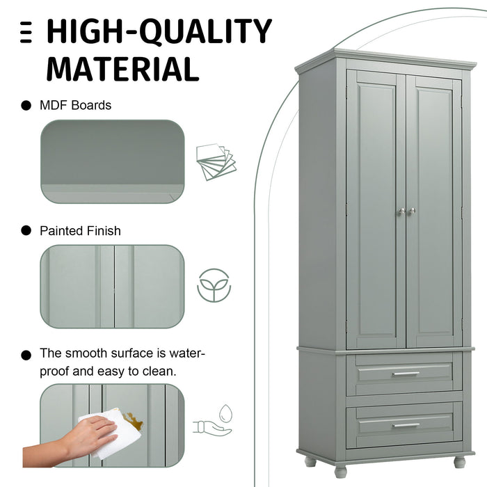 Tall Storage Cabinet With 2 Drawers For Bathroom