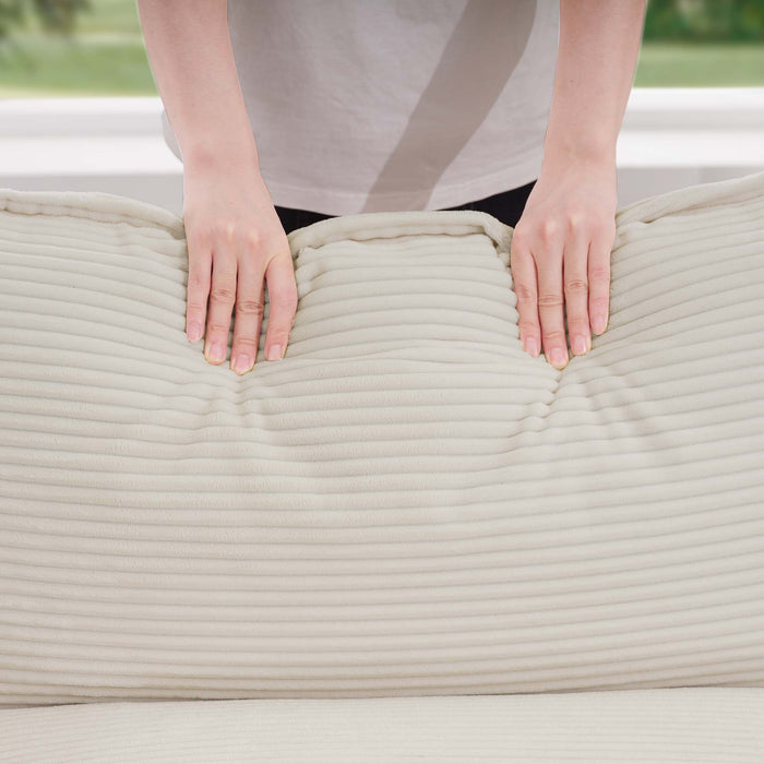 Mid-Century Modern 3 Seater Sectional Sofa With Arm And Throw Pillows