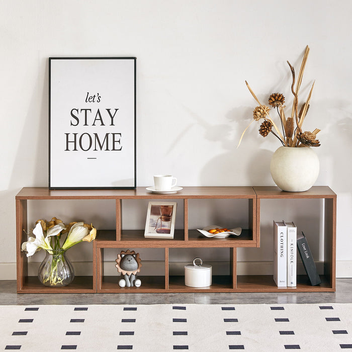 Minimalist Cube TV Stand With Adjustable Open Storage Shelves