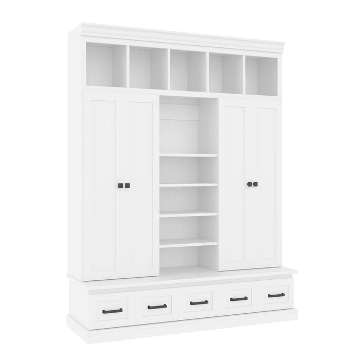 Hall Tree & Bench And 5 Storage Cubbies