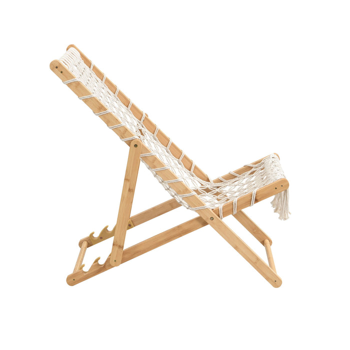 Bamboo Weaving Chair Set With Handwoven Rope For Patio And Living Spaces - Natural