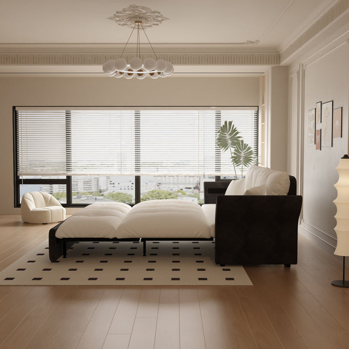 Queen Pull Out, 3 In 1 Convertible Sleeper Tufted Sofa & 2 Soft Pillows