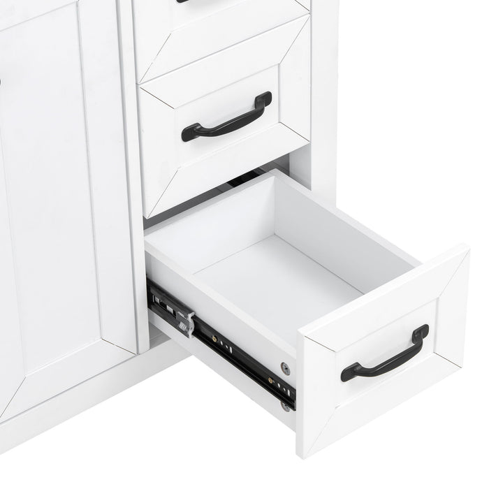 Bathroom Vanity With Sink, Freestanding Design, Soft Close Doors & Drawers - White