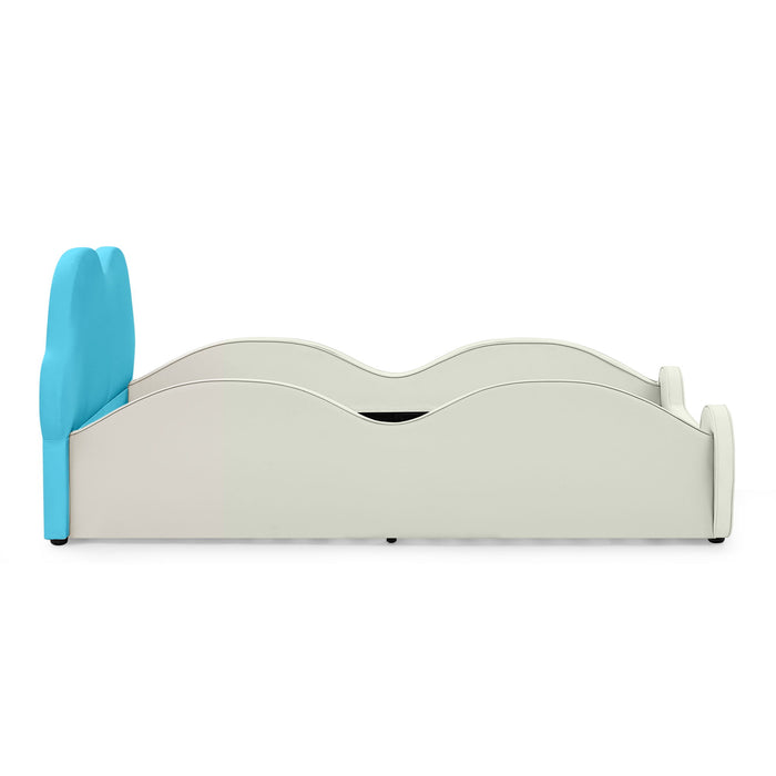 Cute Cloud Shape Bed With Guardrails Cartoon Design, Storage Pocket
