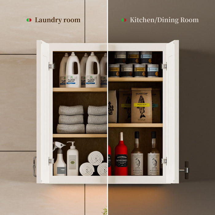 Shaker Wall Cabinet With Soft Close Hinges, Adjustable Shelves, Double Door