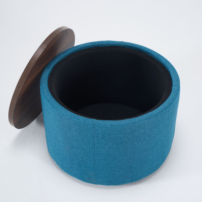 Nesting Ottomans, Round Coffee Table & Bench With Tray (Set of 2)