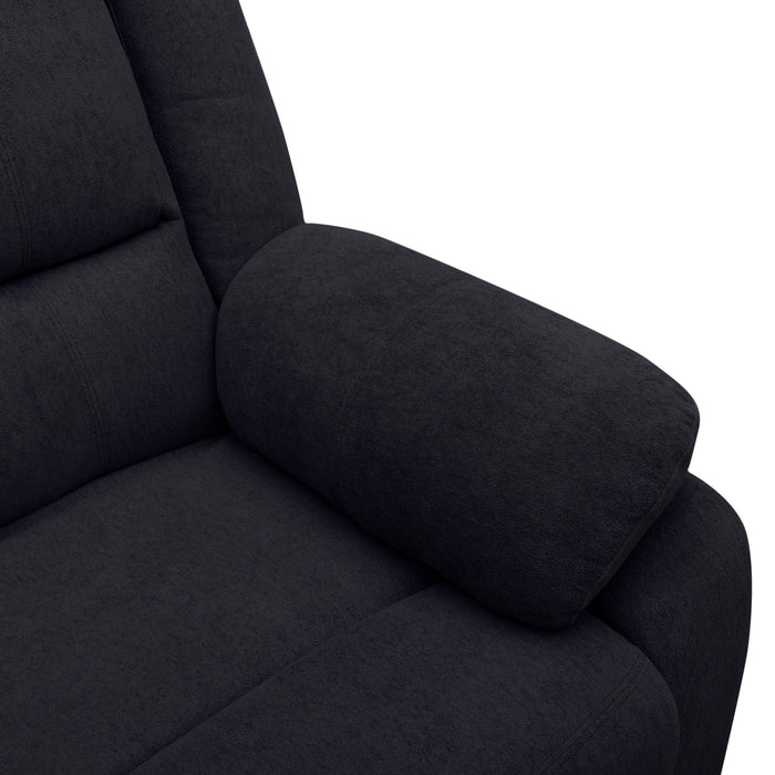 3 Seat Manual Reclining Sofa With Deep Recline - Black