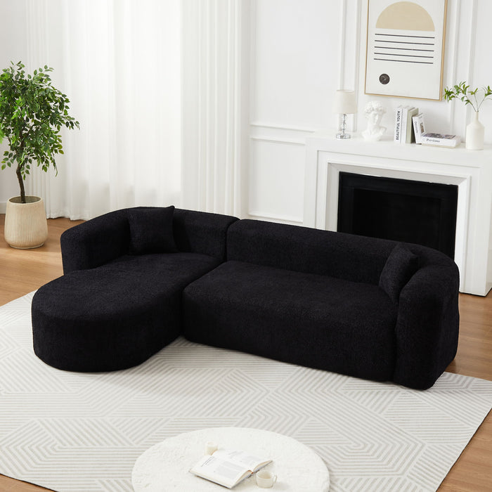 L - Shape Boneless Cloud Couch With 2 Throw Pillows For Living Room