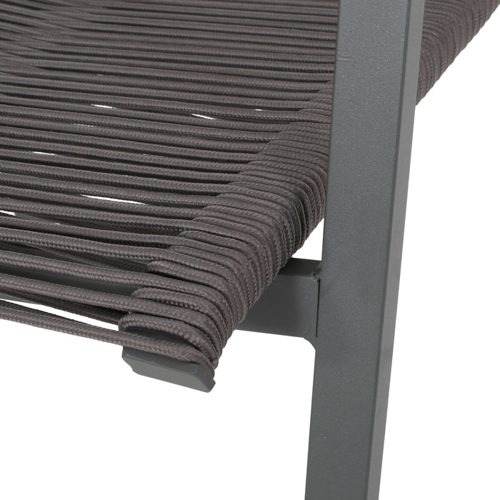 Outdoor Modern Aluminum Dining Chair Set With Rope Sea (Set of 2)