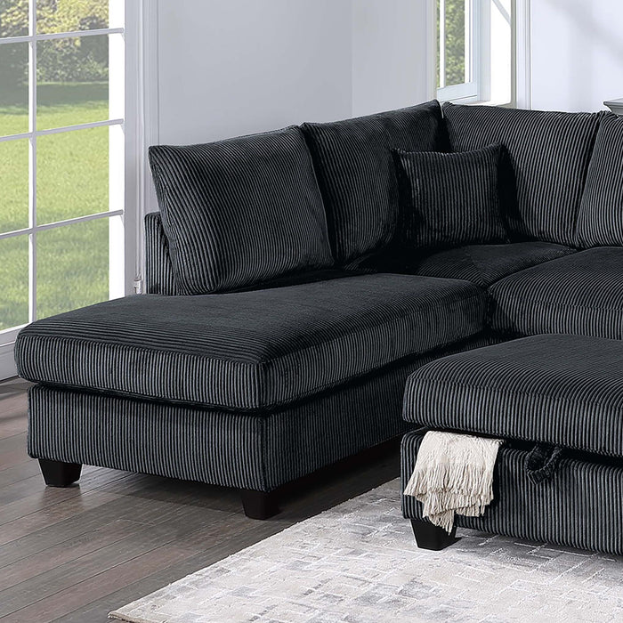 Modern Style Sectional Set With USB Port, Storage Ottoman