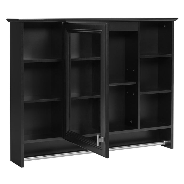 Modern Wall Mounted Mirror Cabinet With Adjustable Shelf, Soft Close Door, And Towel Bar